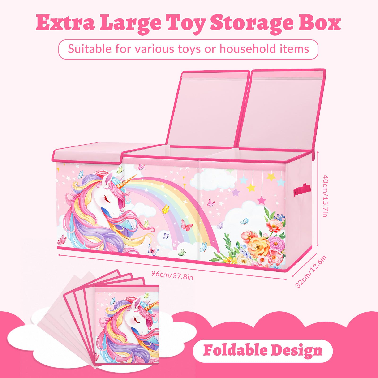 DecalSweet toy box with removable dividers adapts to clutter of stuffed animals.
