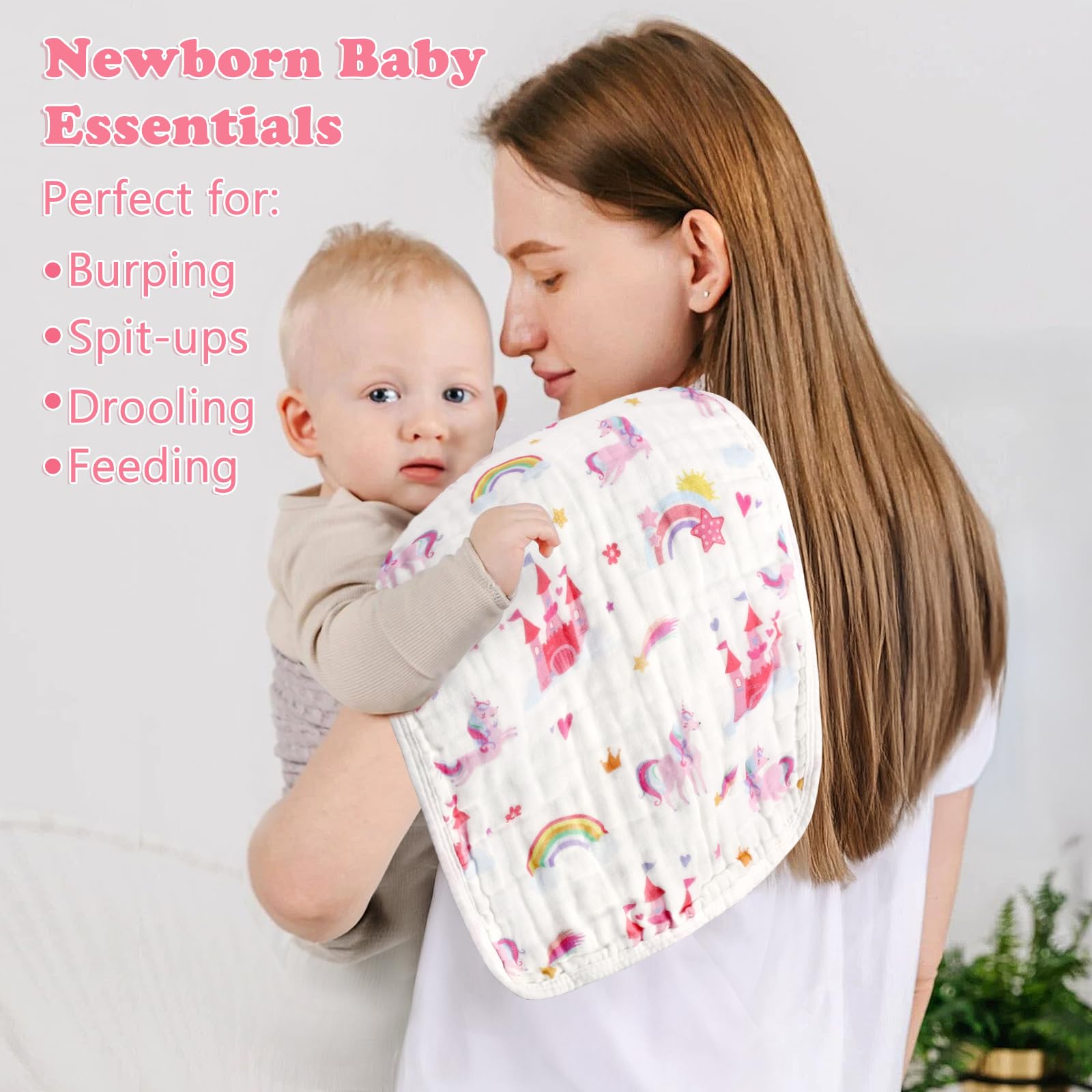 Decalsweet muslin burp cloths are machine washable for easy care.