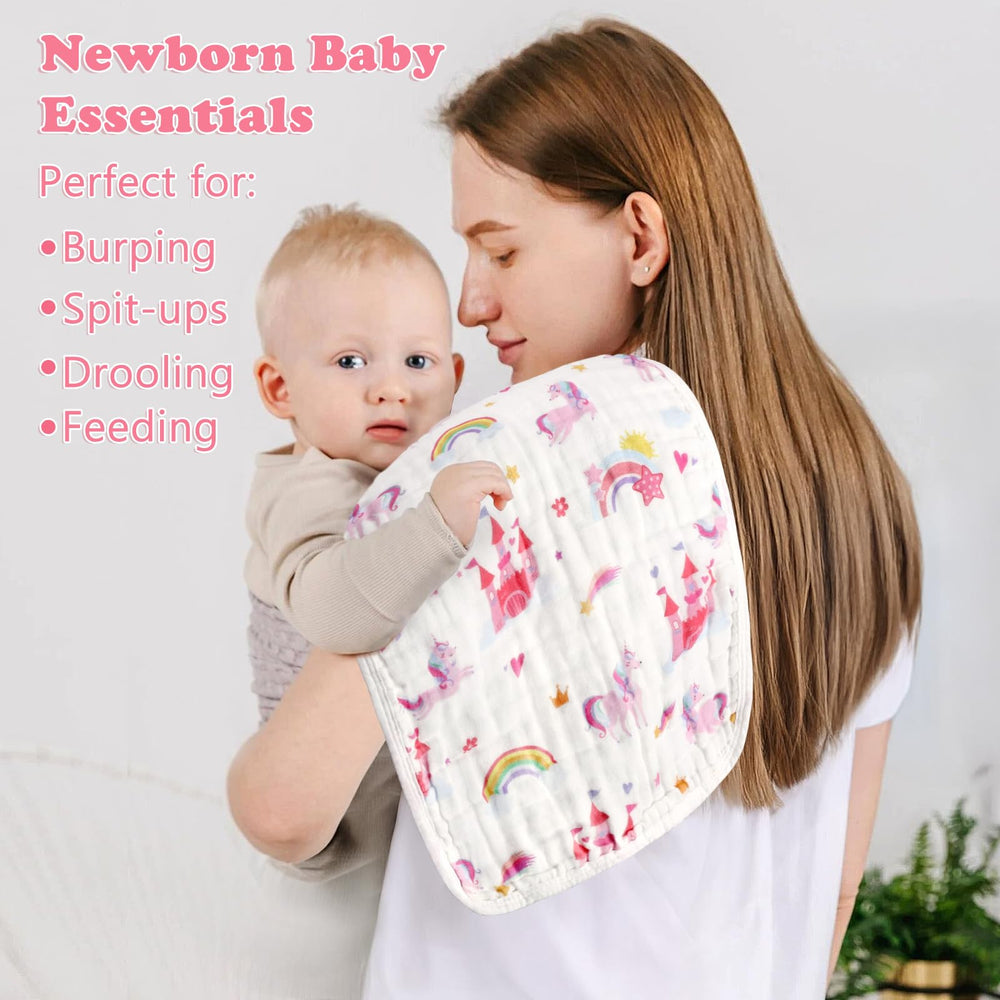 Decalsweet muslin burp cloths are machine washable for easy care.