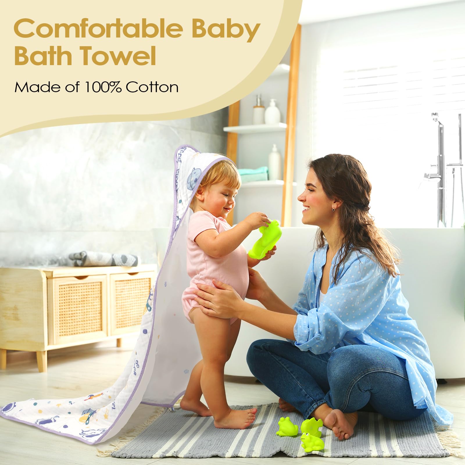 Decalsweet muslin cotton towels pair, oversized coverage for full-body wrap.