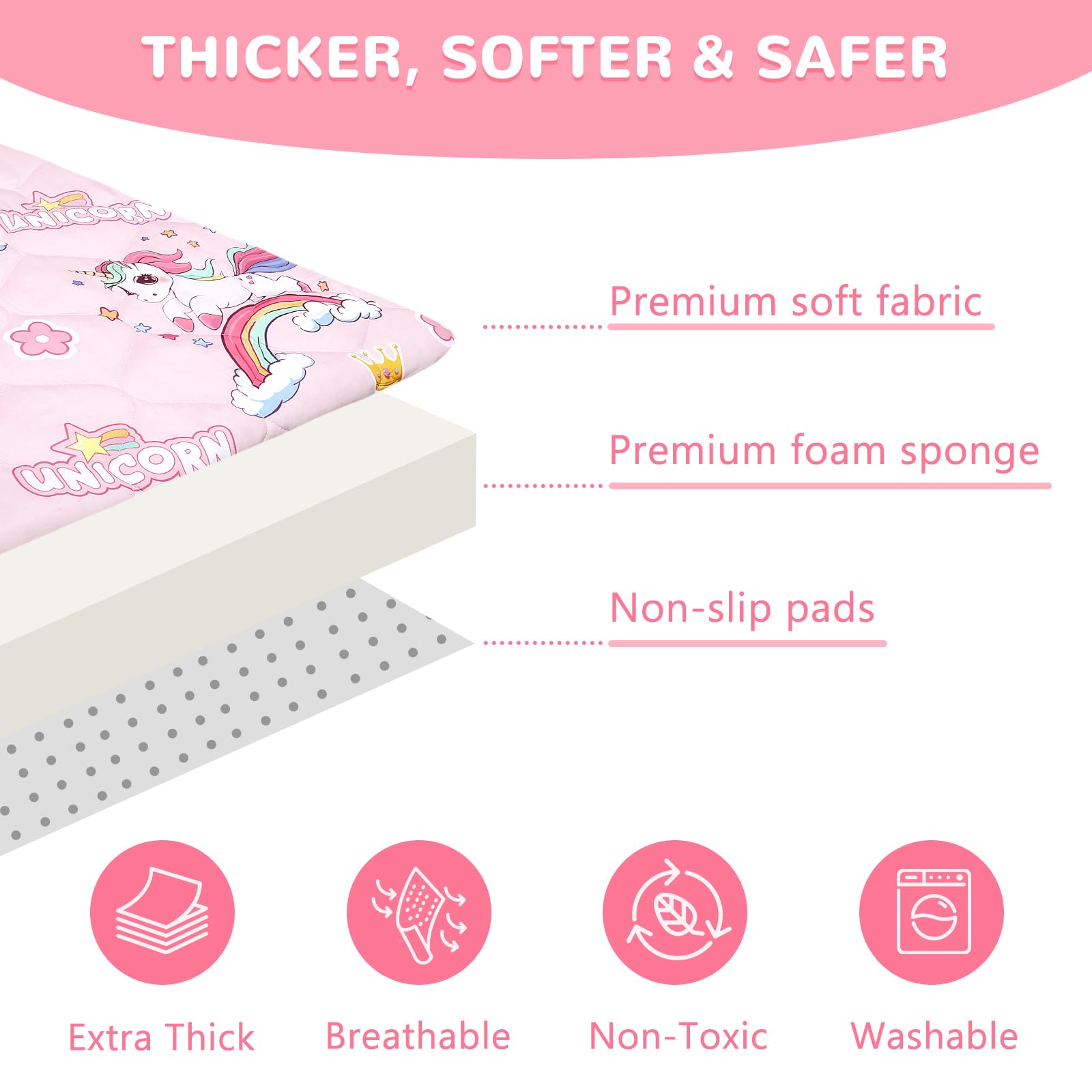 Decalsweet non-toxic materials provide a safe, soft surface.