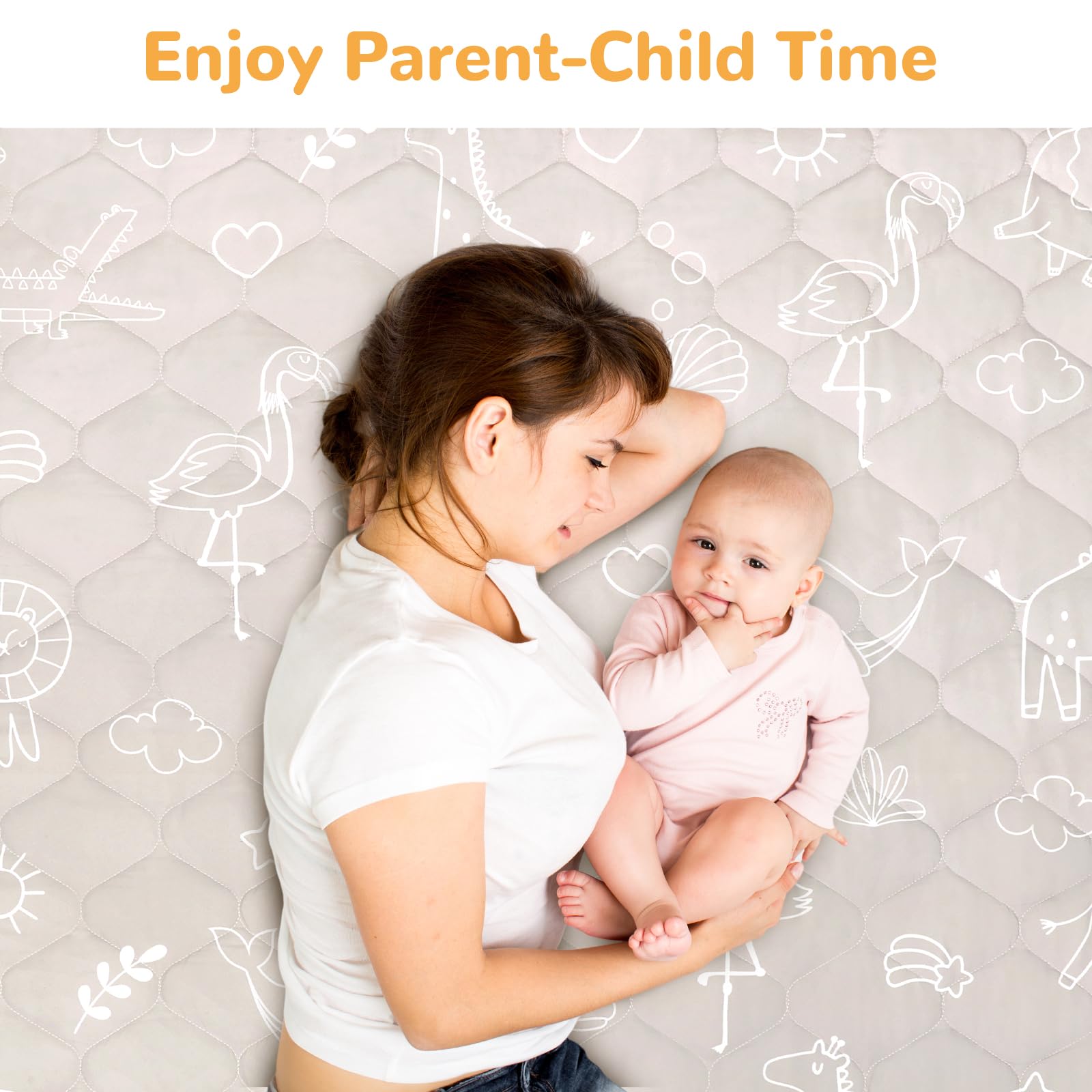 Decalsweet playpen mat with removable cover for easy stain cleanup