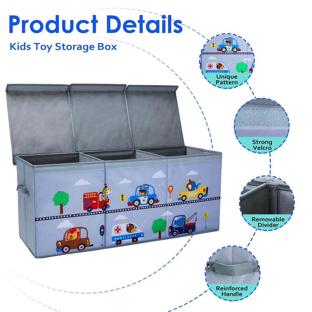 Decalsweet toy box chest interior dividers adapt to different toy sizes.