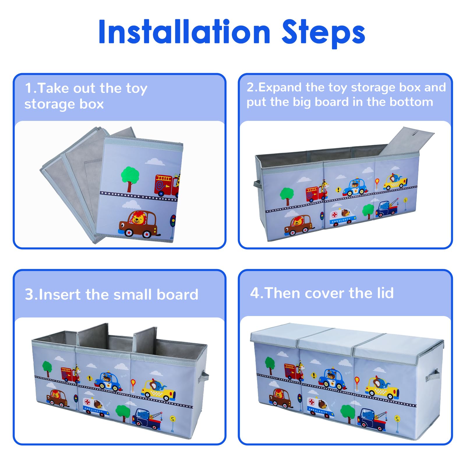 Decalsweet toy box chest sturdy side handles for easy transport.