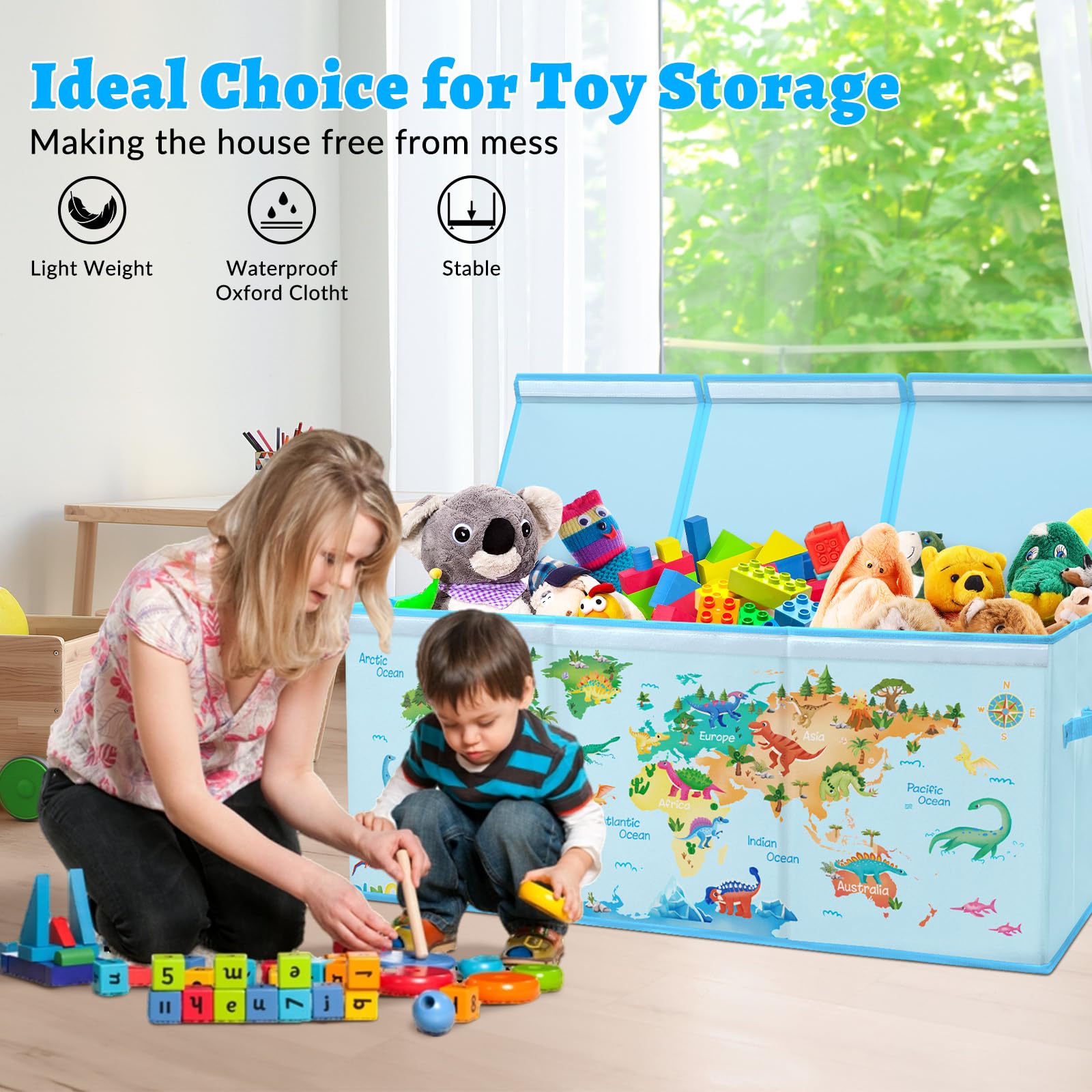 Decalsweet toy box with easy access lid for quick toy retrieval