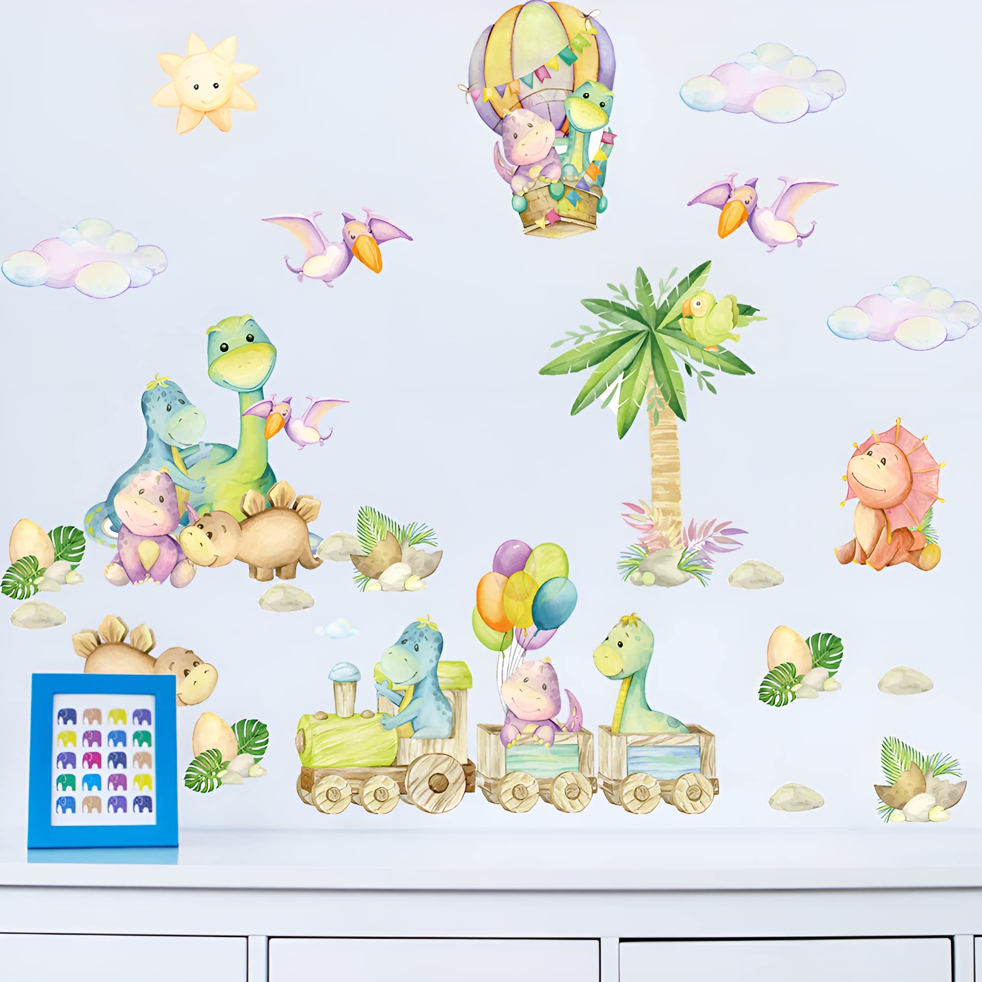 Decalsweet watercolor dinosaurs wall-decor set adds whimsy to smooth surfaces