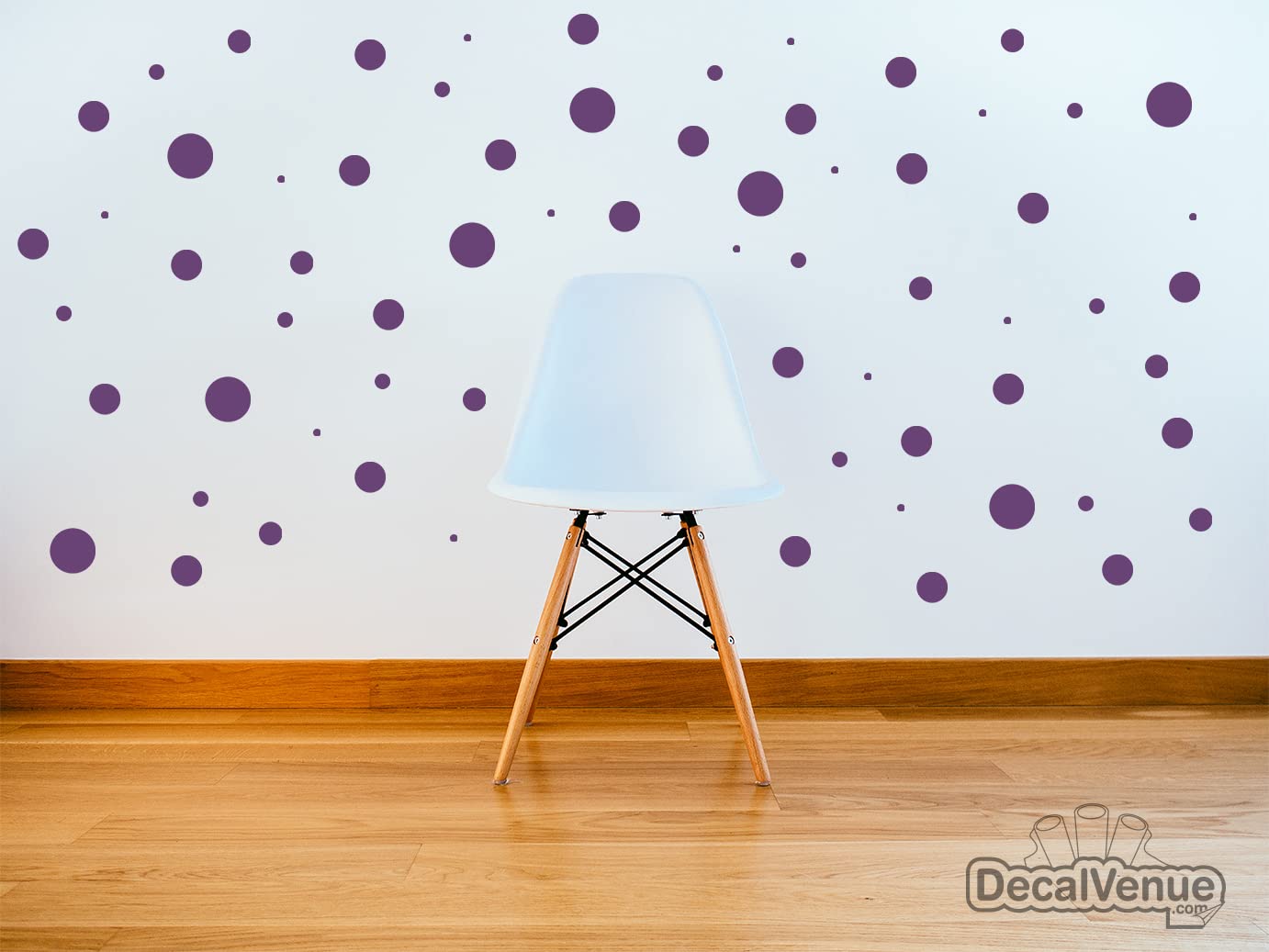 DecalVenue removable polka dot stickers with a matte finish for smooth surfaces