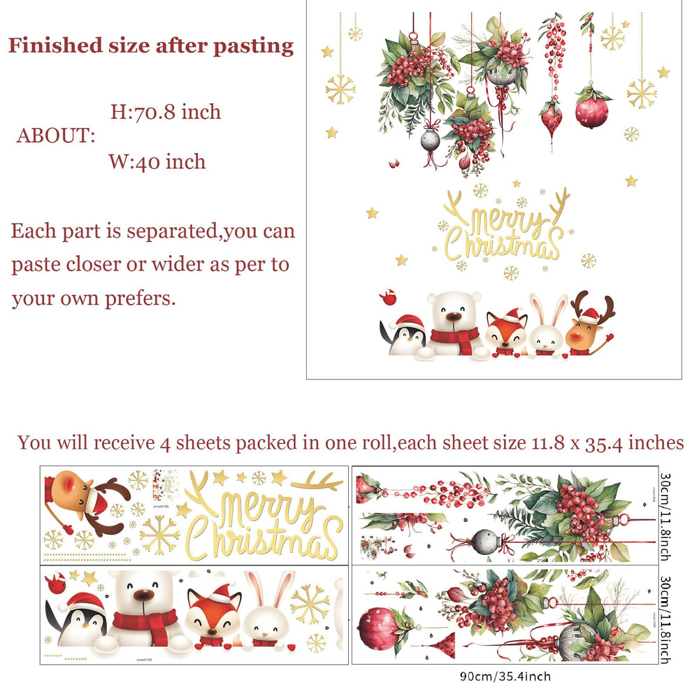 Dechom winter scene forest animals bears fox penguin wall decal adds cozy holiday ambiance.