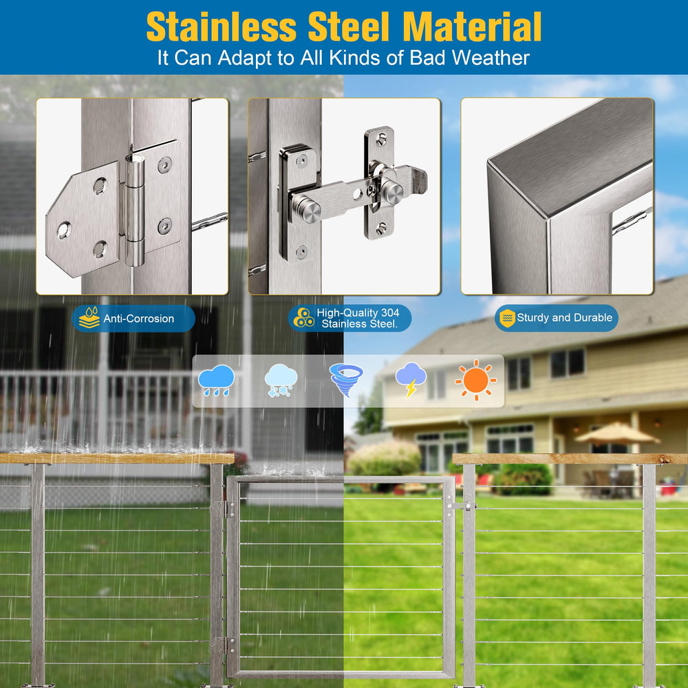 Gate fits wood or metal railing systems on porches or decks