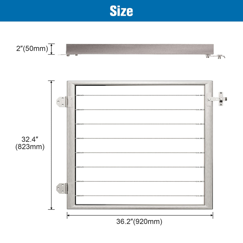 Deck Man stainless steel gate shown as a welded one-piece unit