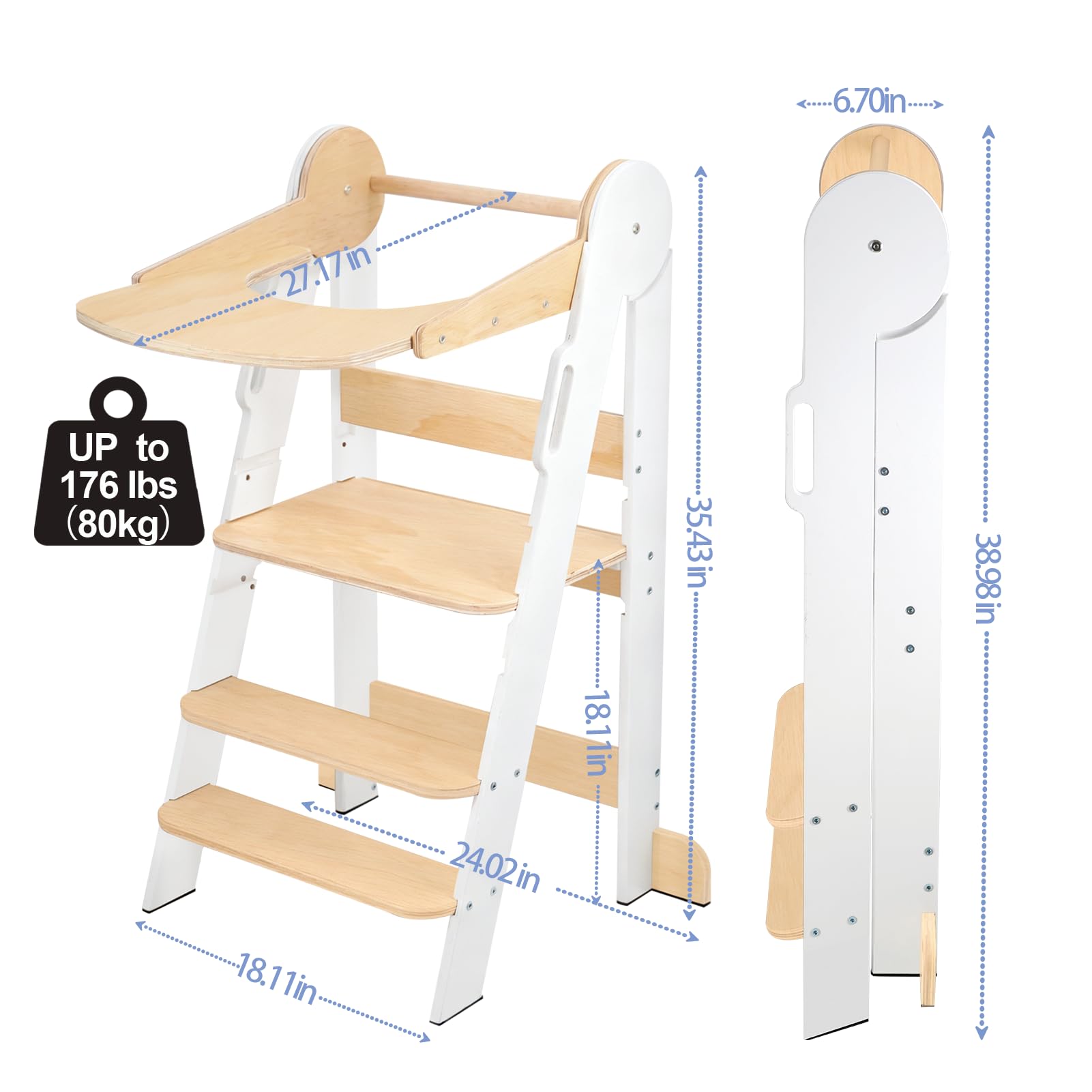 DecorDudz Toddler Tower 3-step adjustable design grows with your child