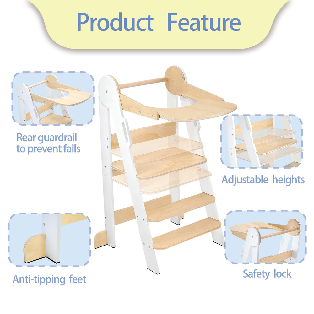 DecorDudz Toddler Tower used at the kitchen counter for kid participation