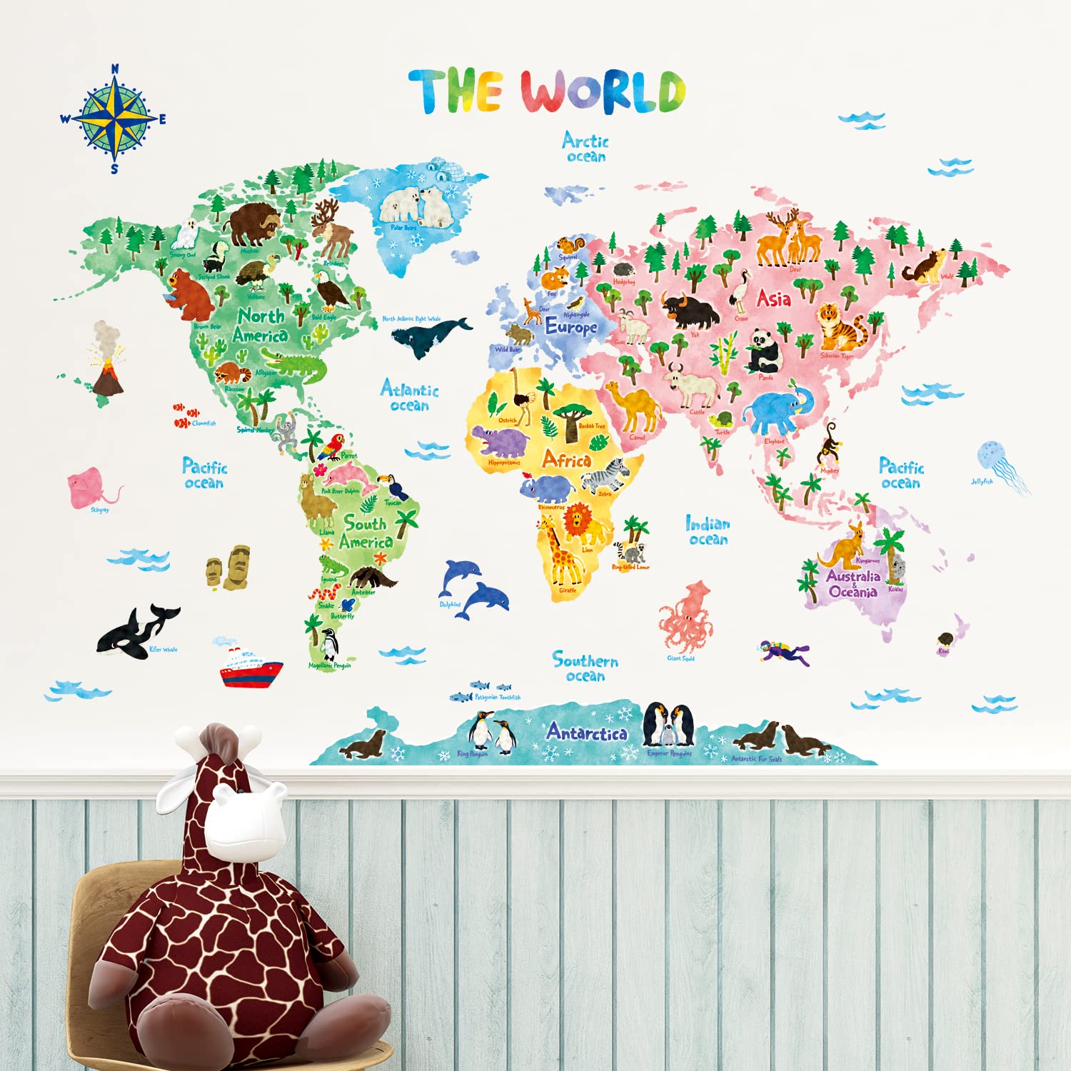 DECOWALL map decals set, two sheets, large room impact.