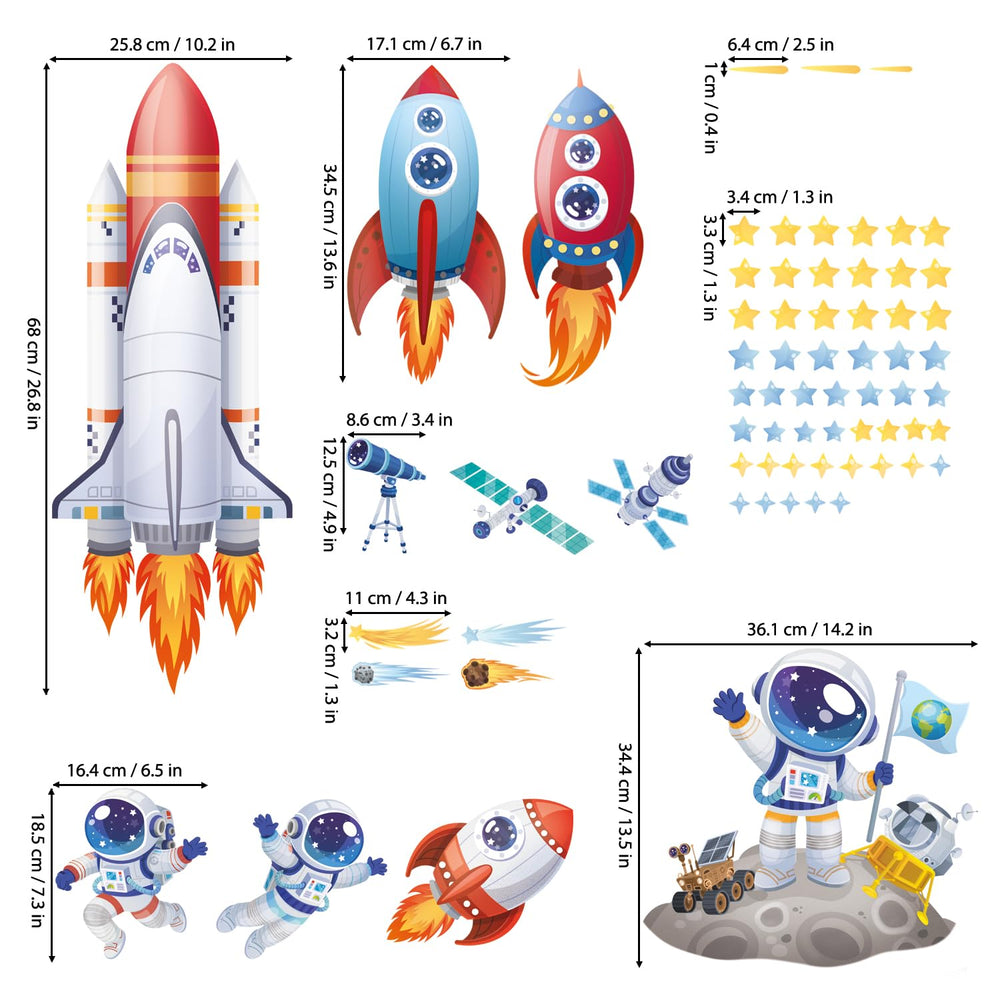 DECOWALL comet satellites wall sticker versatile for tiles, glass, and more.
