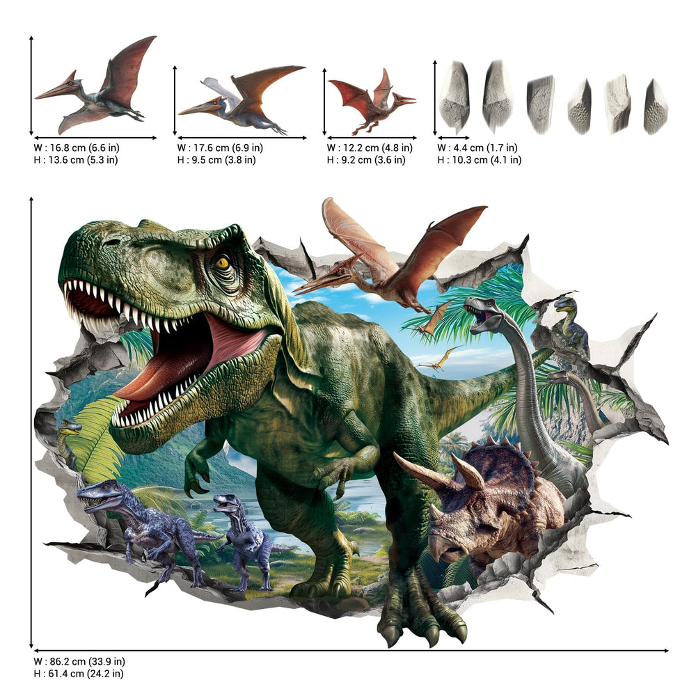DECOWALL 3D dinosaur burst wall sticker adds lifelike pop to walls.