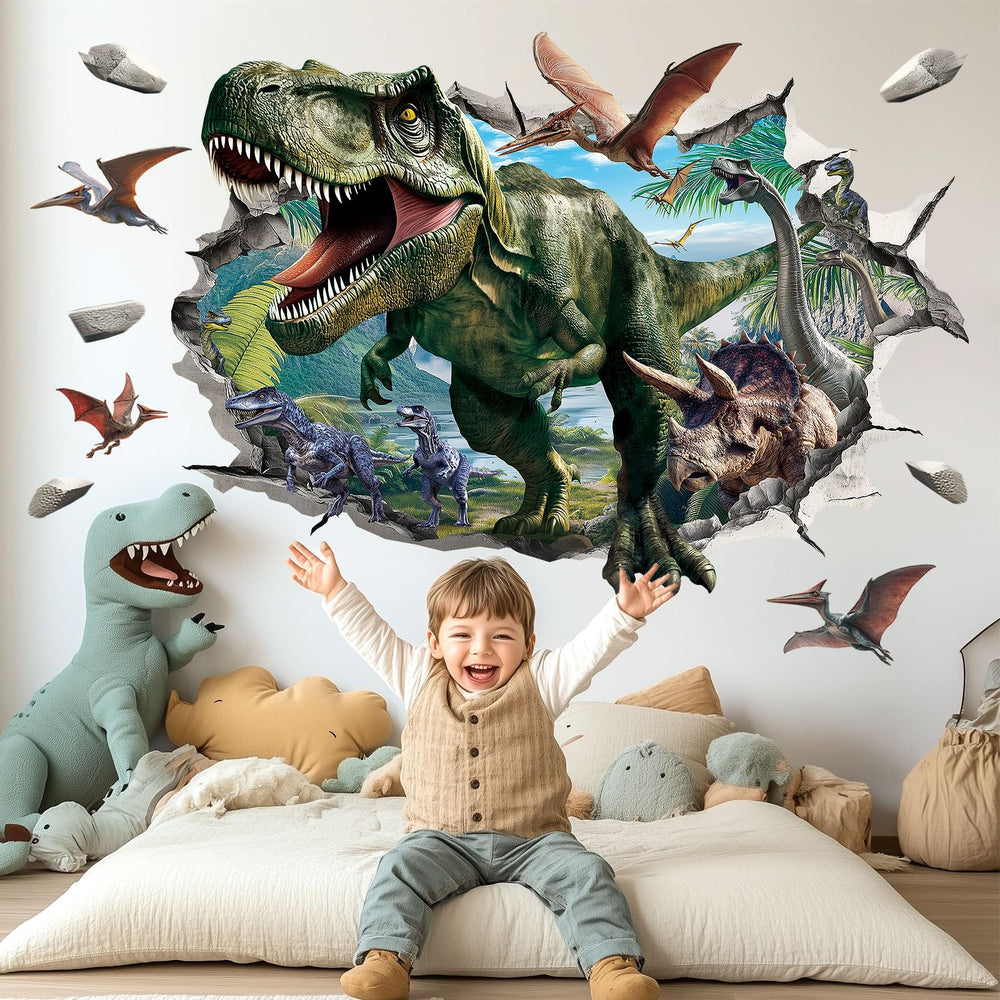 DECOWALL velociraptor wall sticker creates dynamic action on walls.