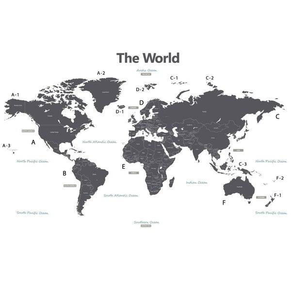 DECOWALL DLT-1609GF world map panel for stylish educational decor