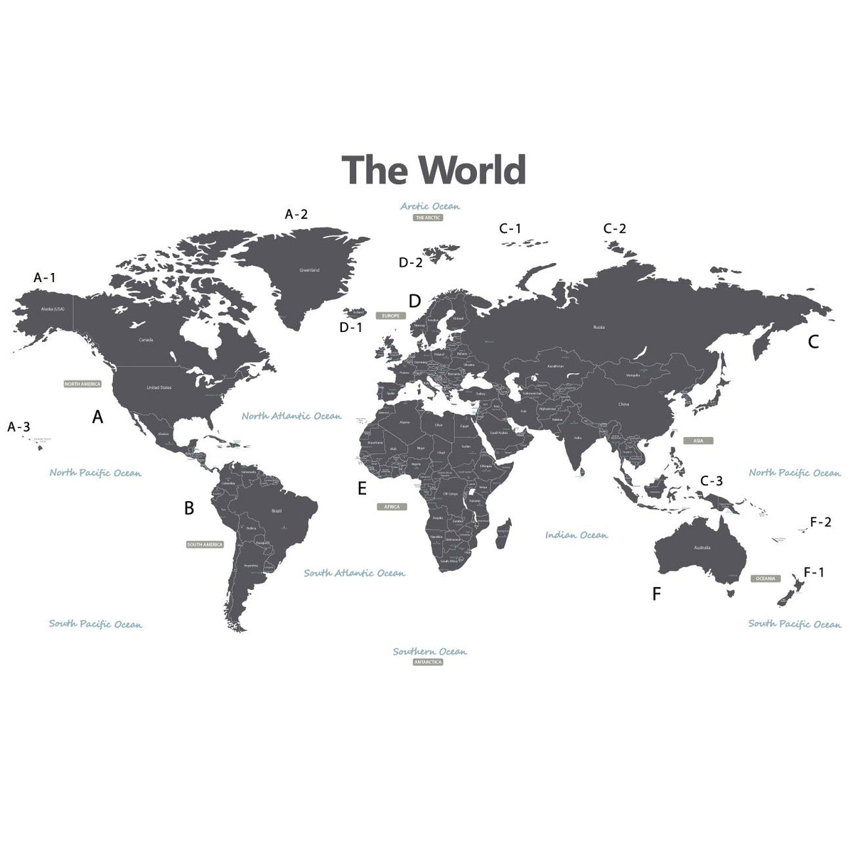DECOWALL DLT-1609GF world map panel for stylish educational decor