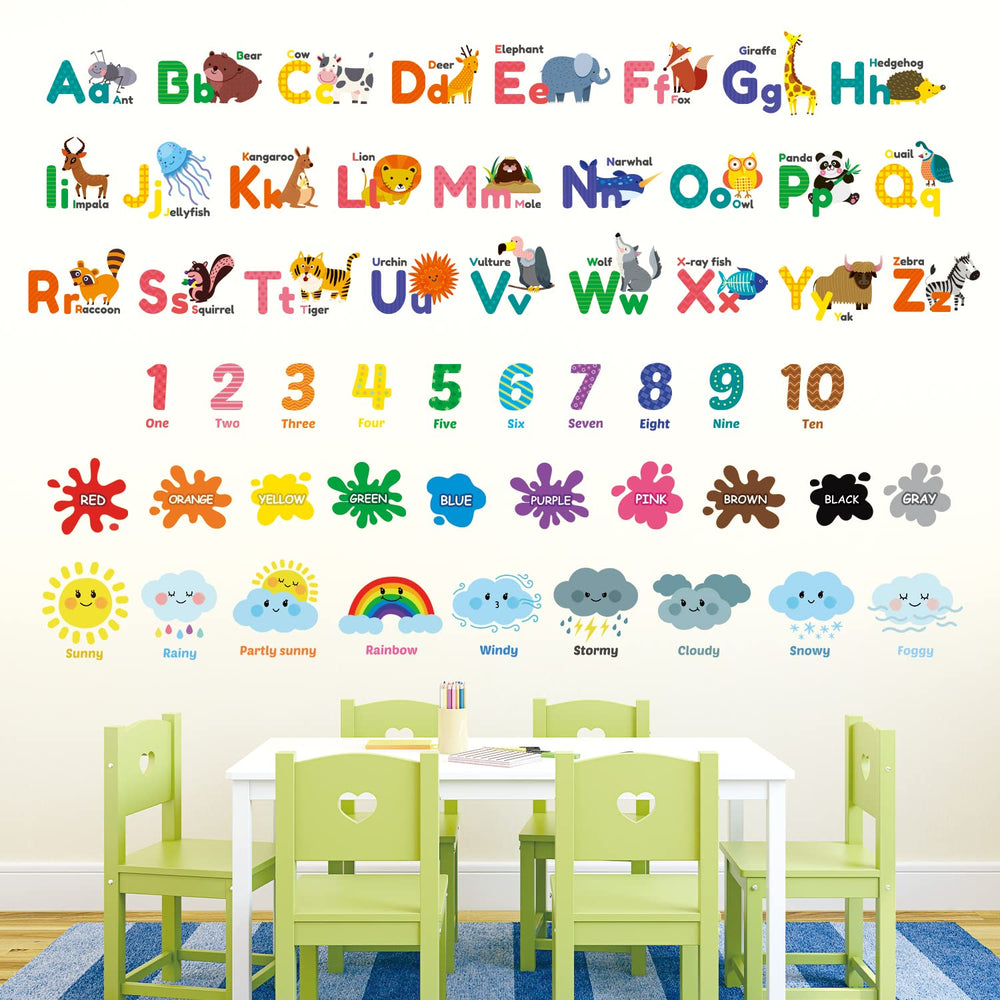 DECOWALL DS12-8070N learning decor for playrooms with colorful animals and letters