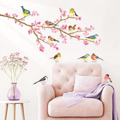 DECOWALL cherry blossom decals for bedroom walls; easy peel-and-stick installation.