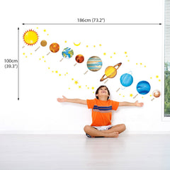 Decowall DS8-1307 Space wall stickers are removable and repositionable for flexible decorating.