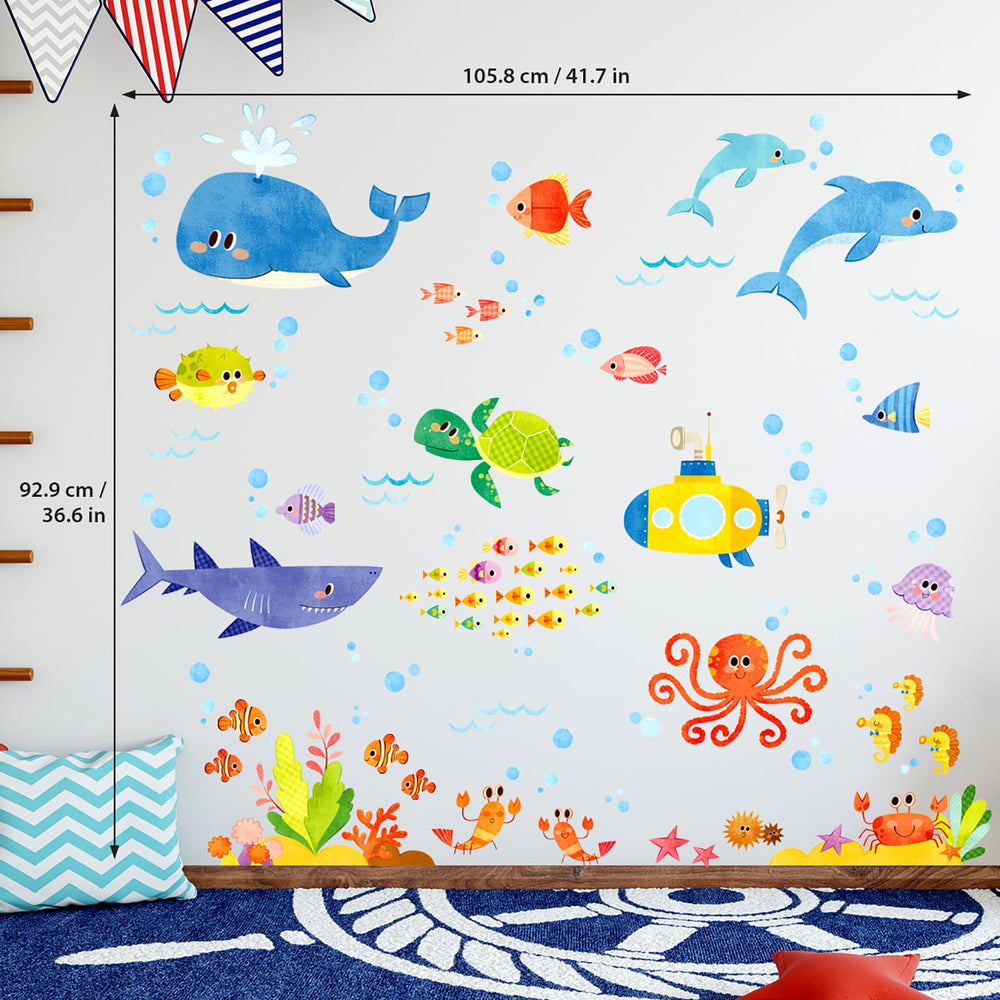 Decowall DS8-1611 sea adventure boat undersea scene sticker creates immersive backdrop