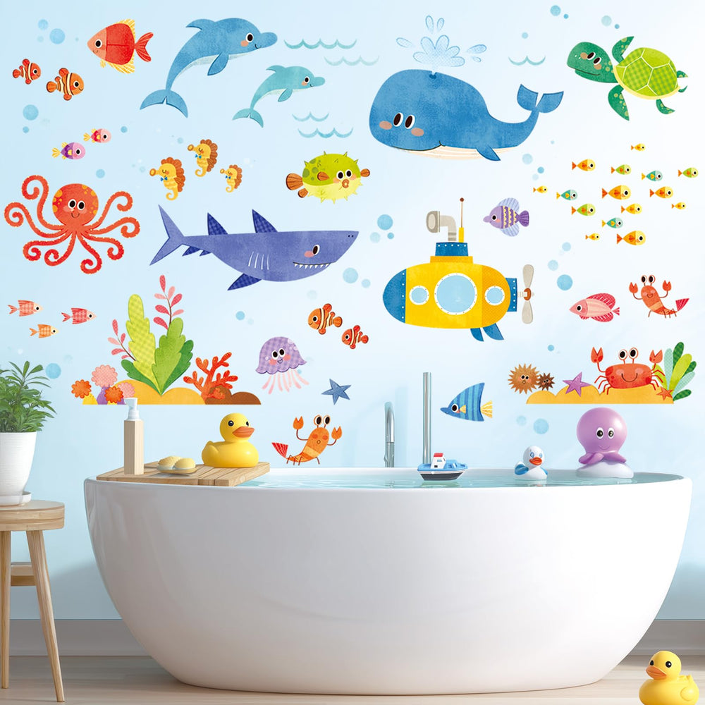Decowall DS8-1611 sea adventure dolphin sticker sparks ocean themed exploration at home