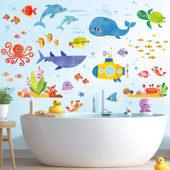 Decowall DS8-1611 sea adventure dolphin sticker sparks ocean themed exploration at home