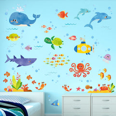 Decowall DS8-1611 sea adventure fish sticker brightens walls with coastal charm