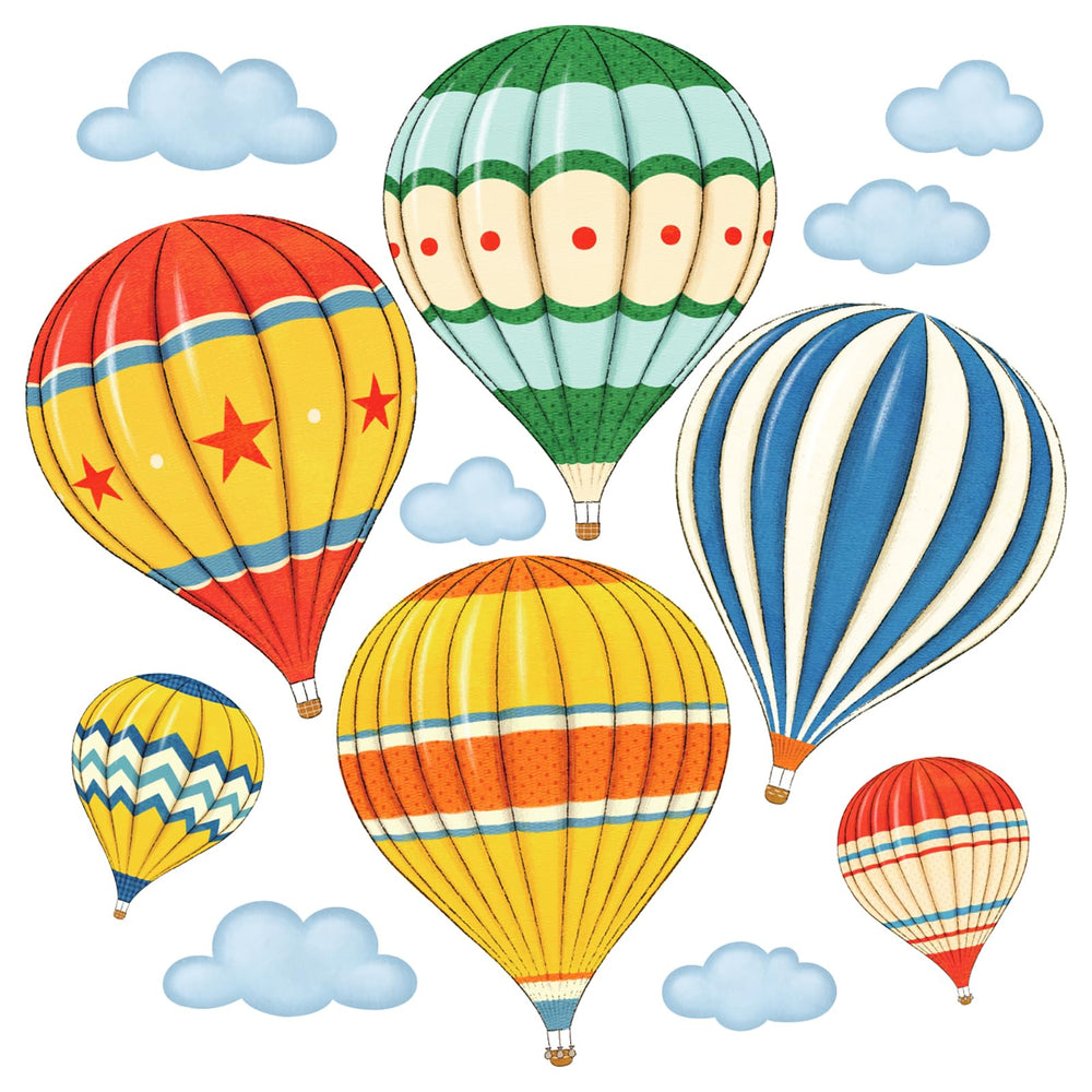 DECOWALL DS-8011 colourful hot air balloons wall stickers for a playful kids’ room