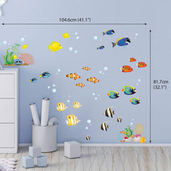 DECOWALL DS-8035 removable wall art set for nurseries and bedrooms with playful ocean characters