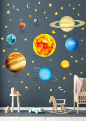 Decowall DS9-2007 solar system planets pack promotes space learning through vibrant wall art.