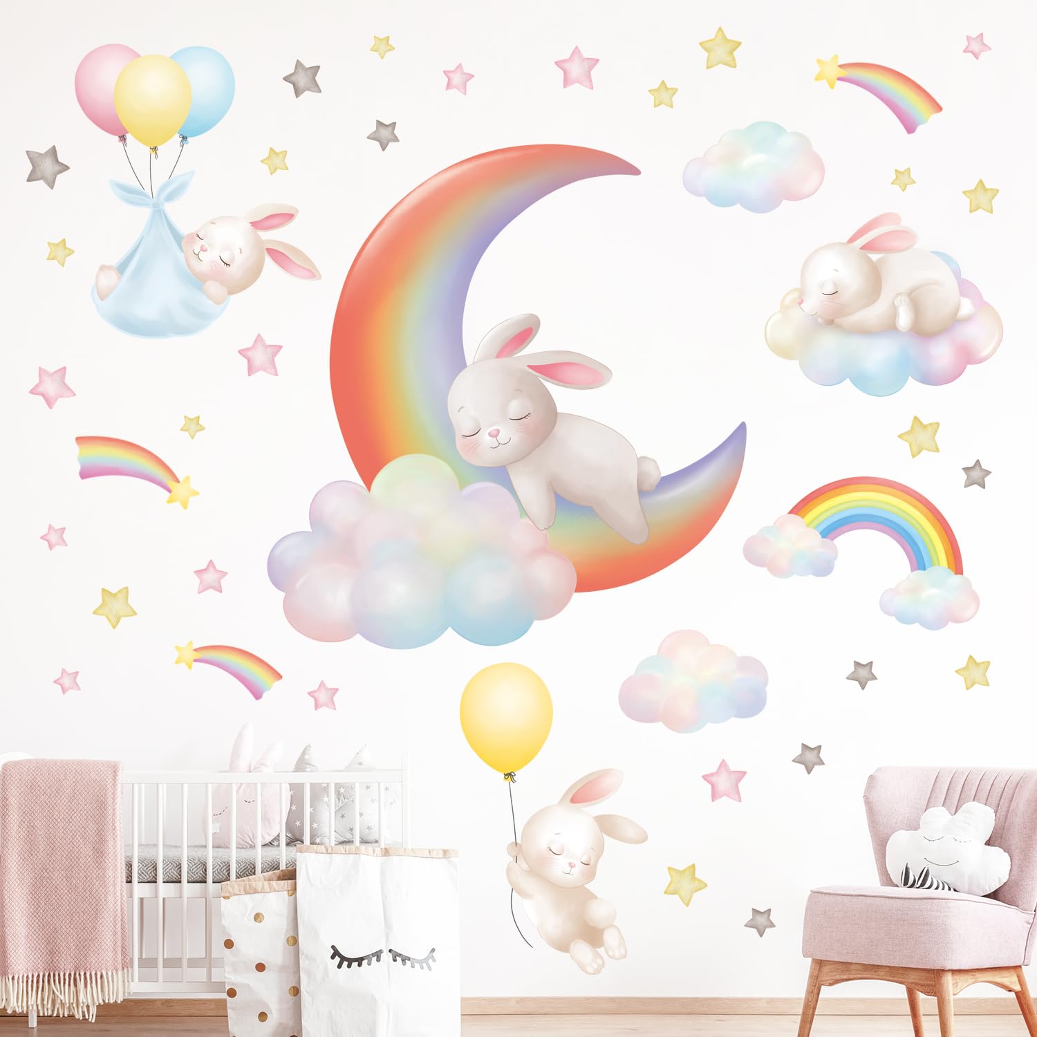 Decowall girls room nursery wall decor stickers add playful color to a baby space