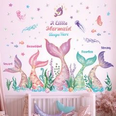 DECOWALL mermaid tail wall decal adds whimsy to kids' rooms with easy peel-and-stick action