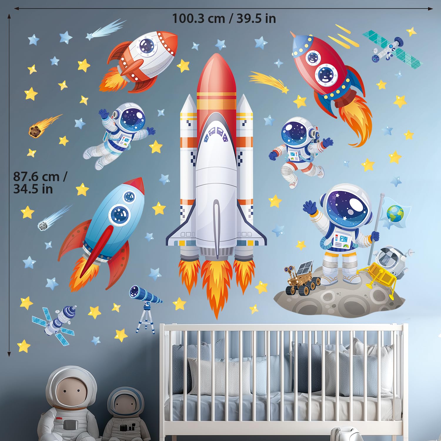 DECOWALL moon stars telescope wall sticker brightens play corner.