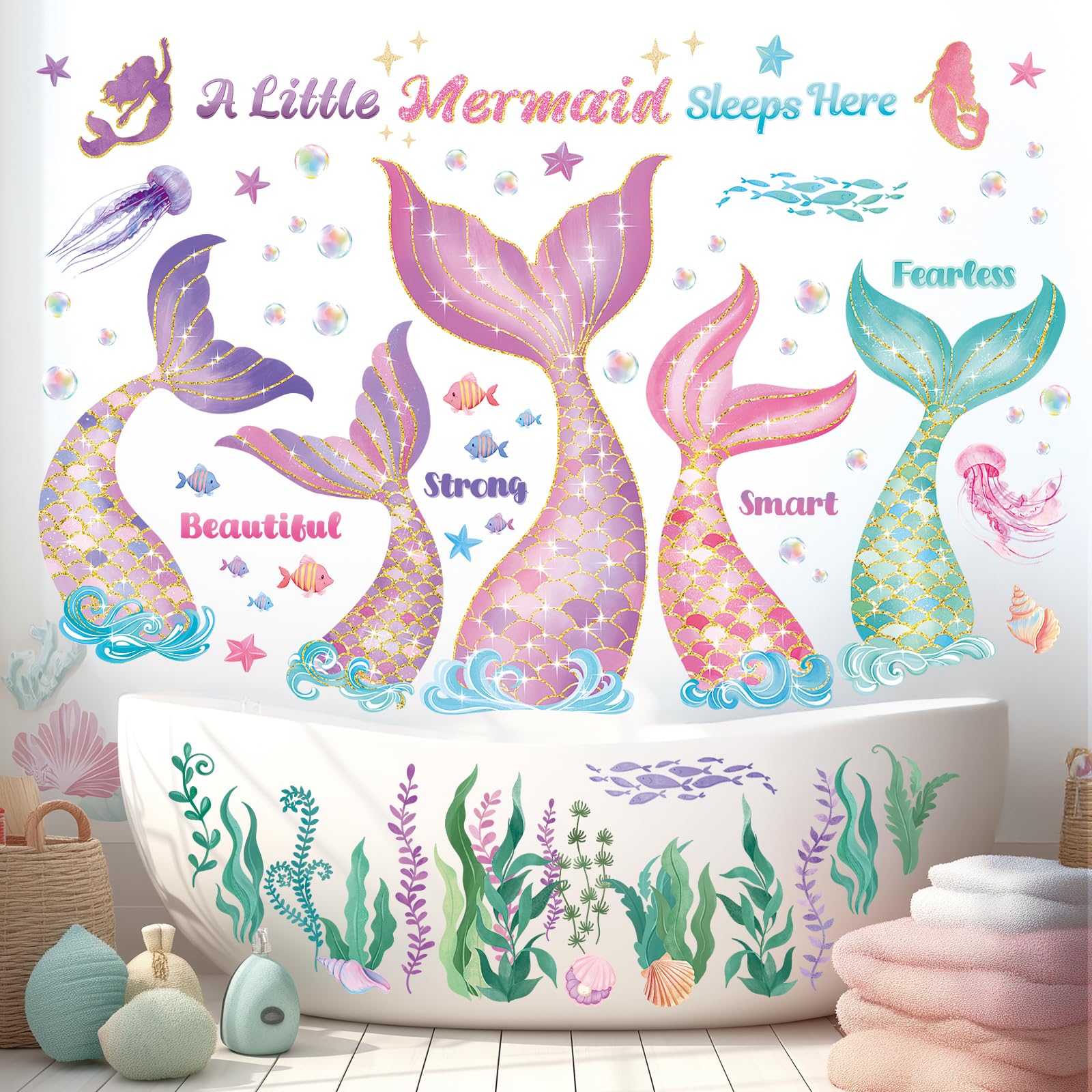DECOWALL seaweed wall decal brings pastel underwater vibes to nurseries and bedrooms