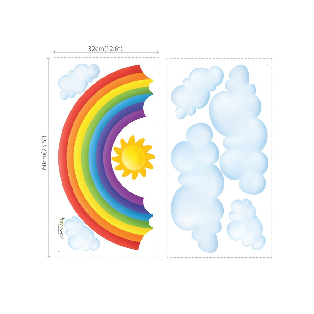 DECOWALL rainbow clouds wall decals for playroom, designed by DECOWALL illustrators.