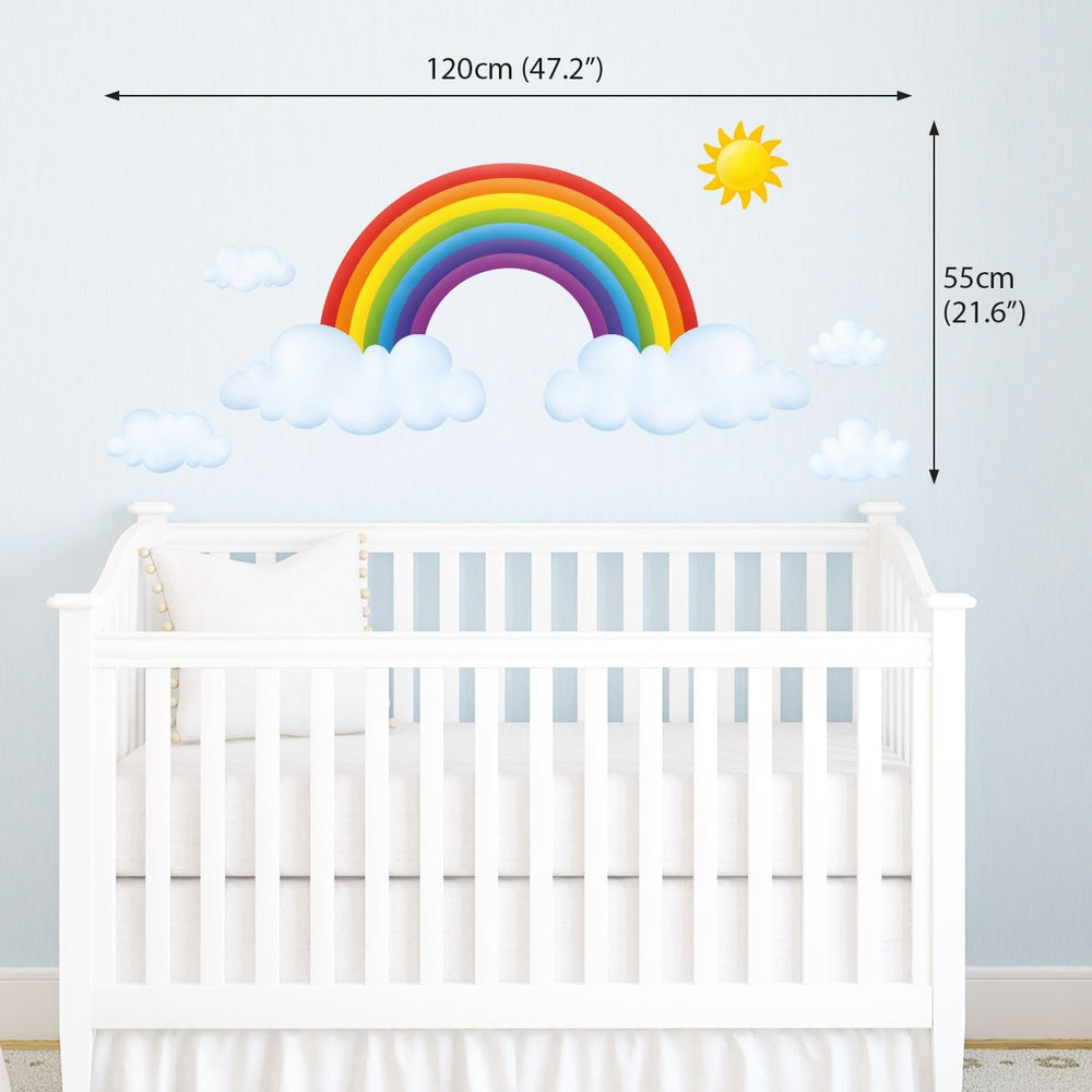 DECOWALL SG2-1713 kids' room wall decals showing rainbow shapes, easy peeling and sticking.