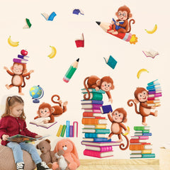 DECOWALL SG2-2402 six monkeys scene creates playful learning ambiance.