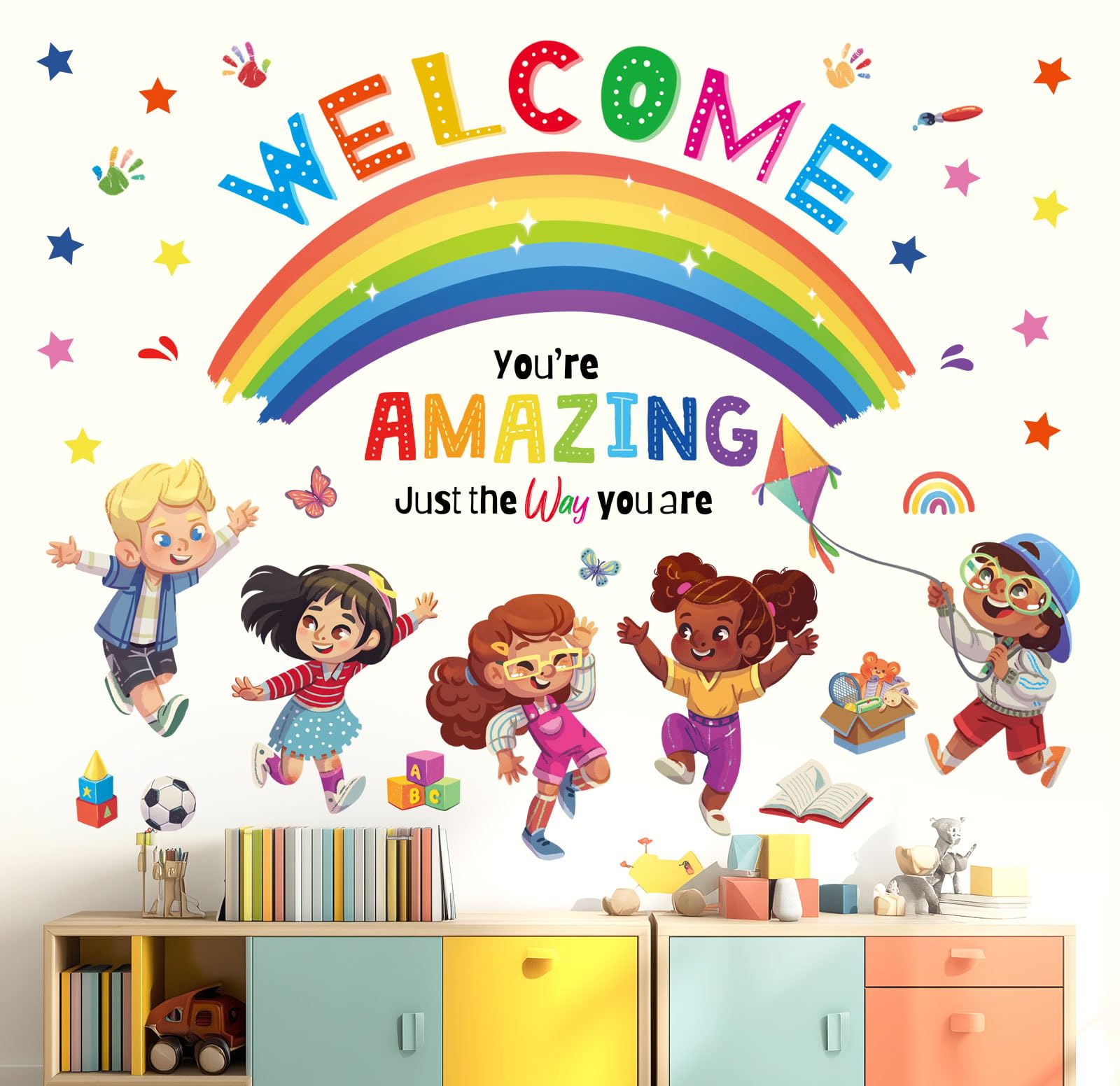DECOWALL SG2-2403 three girls characters add friendly charm to nursery