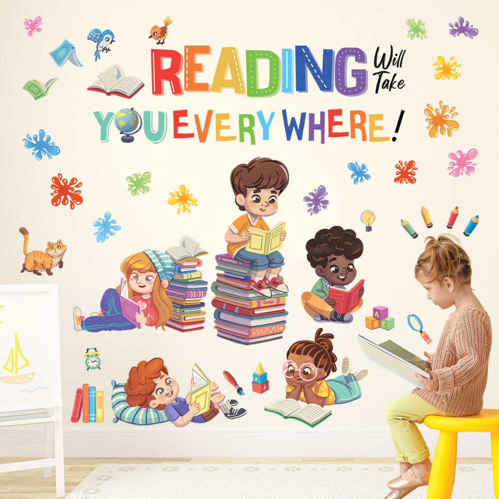 Decowall SG2-2404 reading corner stickers featuring boys for cozy reading spaces