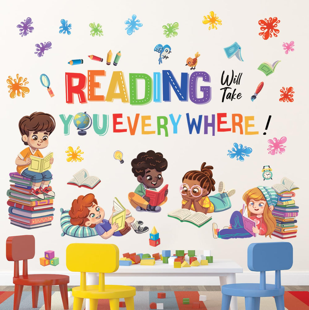 Decowall SG2-2404 reading corner stickers featuring girls for dreamy rooms