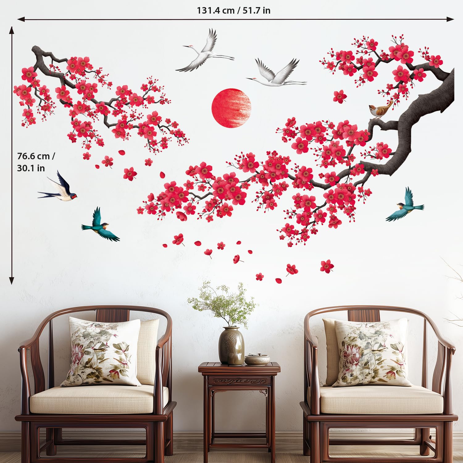 DECOWALL SG2-2406 removable floral tree wall stickers suitable for nurseries and playrooms