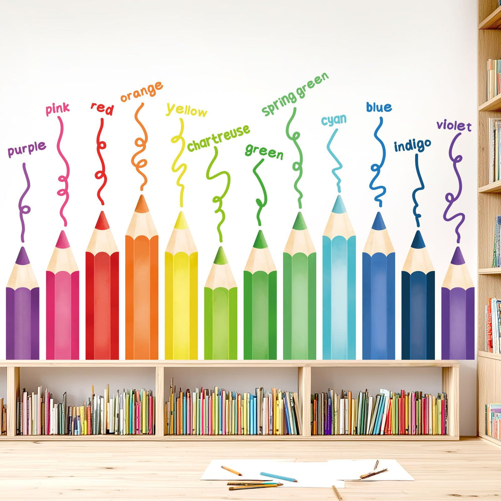 DECOWALL SG2-2417 learning color crayons wall stickers brighten kids' rooms for imaginative play.