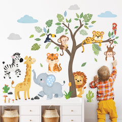 DECOWALL SG2-2418 elephant, giraffe, and lion illustrations spark imagination in nurseries.