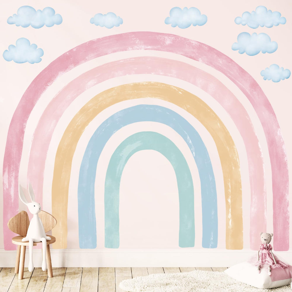 Decowall SG4-2429 watercolor rainbow wall sticker brightens playroom walls