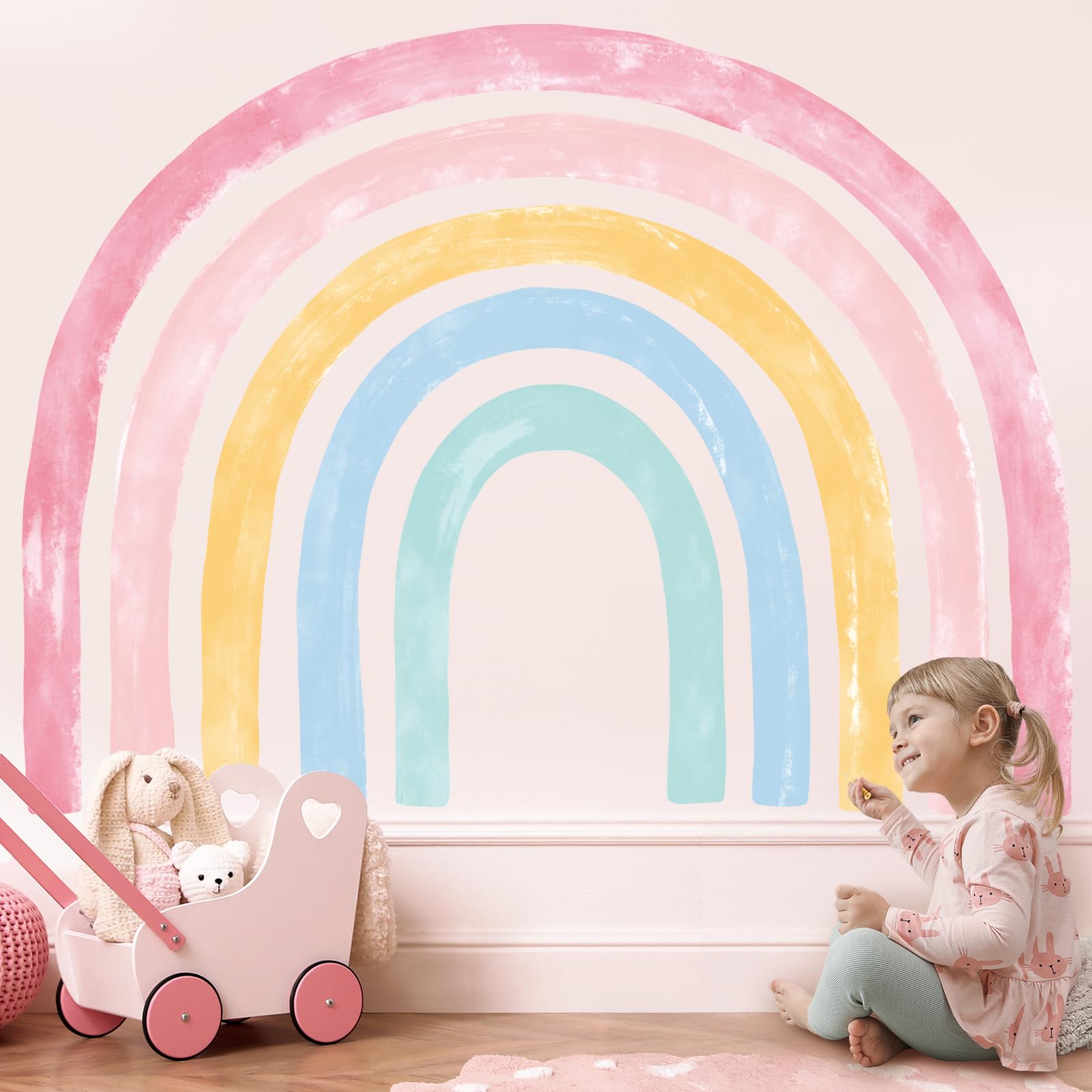 Decowall SG4-2429 watercolor rainbow wall sticker perfect for nurseries