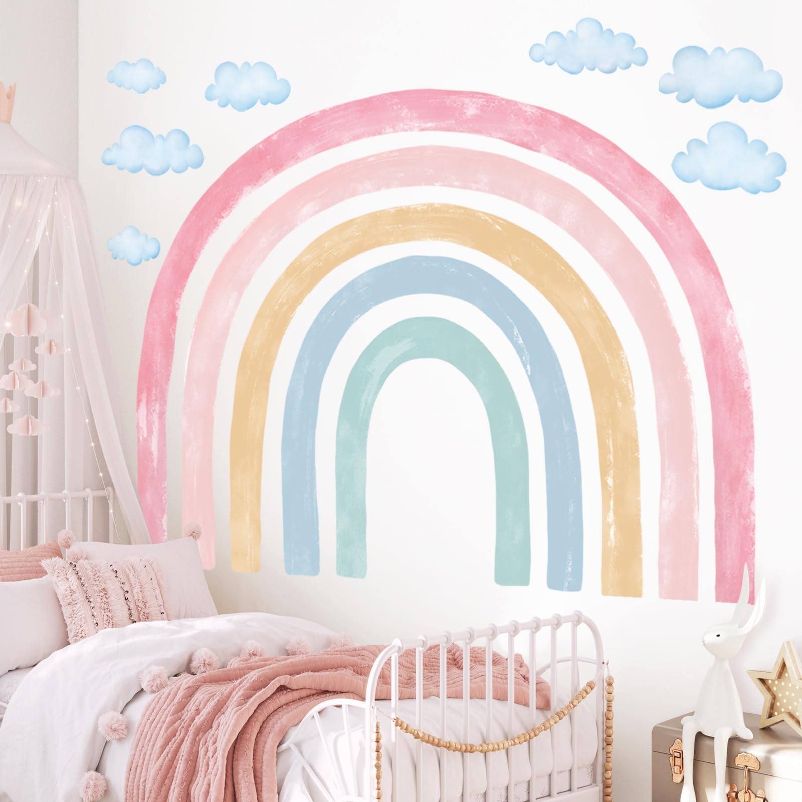 Decowall SG4-2429 watercolor rainbow wall sticker easy peel and stick