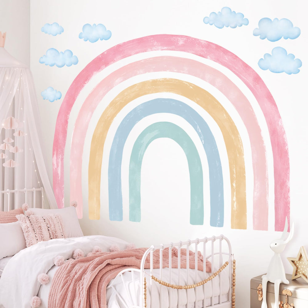Decowall SG4-2429 watercolor rainbow wall sticker easy peel and stick