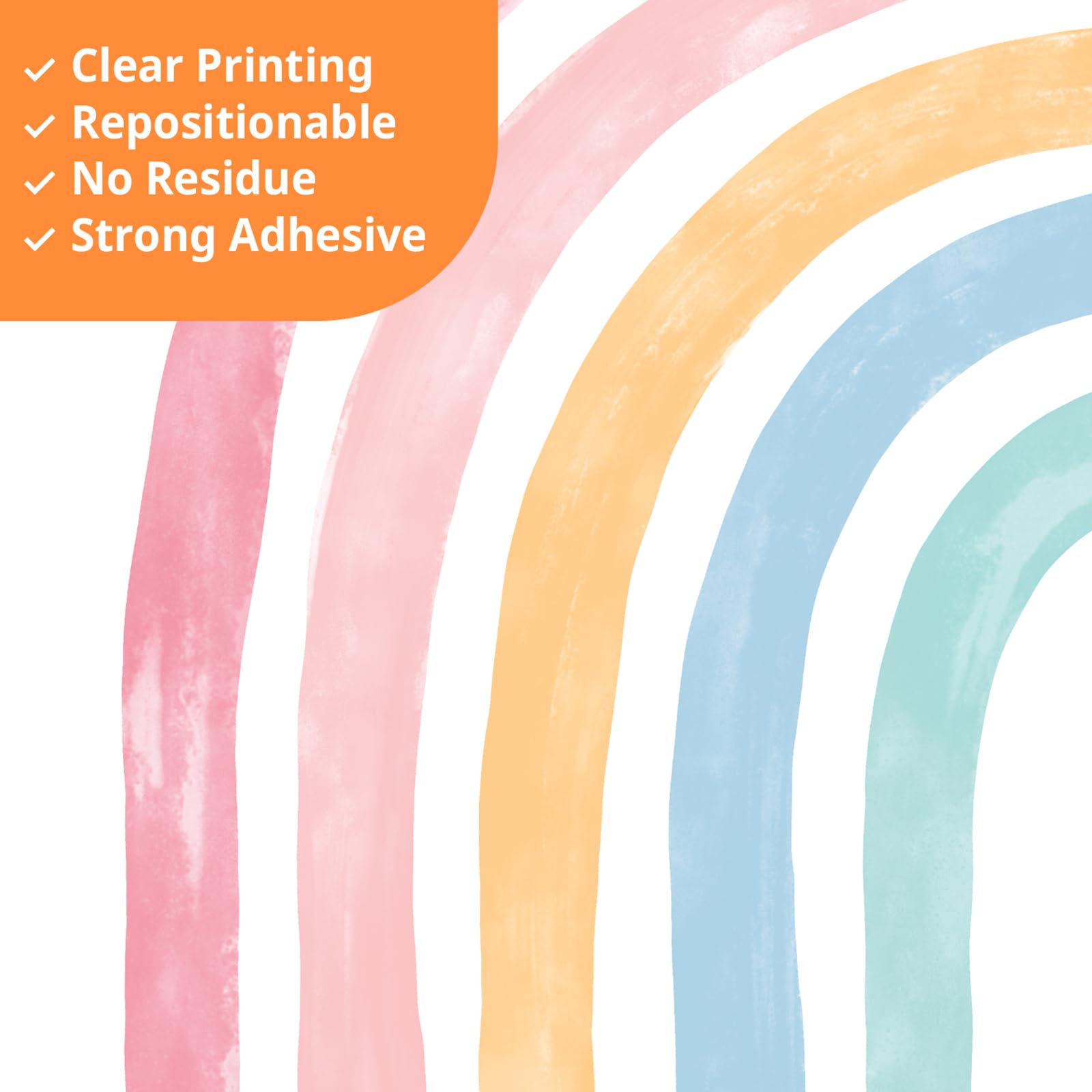 Decowall SG4-2429 watercolor rainbow wall sticker waterproof and durable